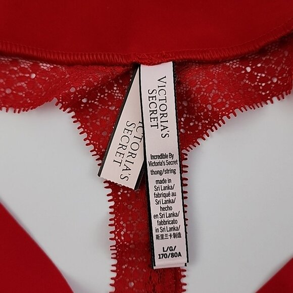 Victoria's Secret 2 Prs Red Very Sexy + Incredible Thong String Panties Sz Large - Picture 13 of 16